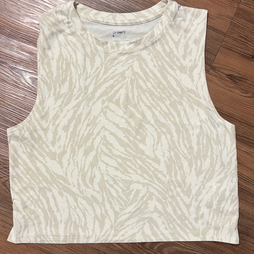 GAP Beige Zebra Print Muscle Tee